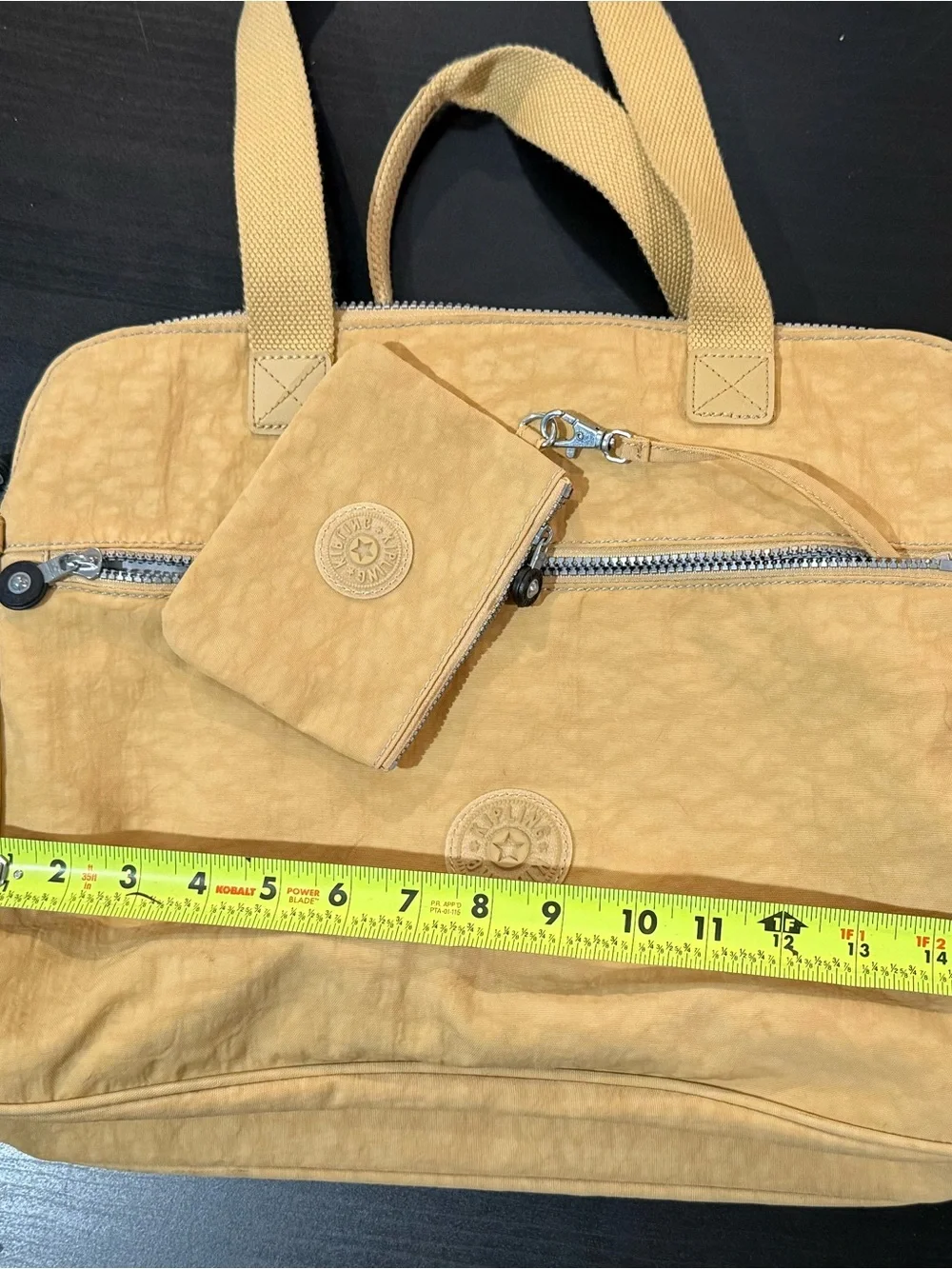 Vintage Kipling Beige Tote Y2K Travel Weekender Work Shoulder Bag w/ Coin Pouch